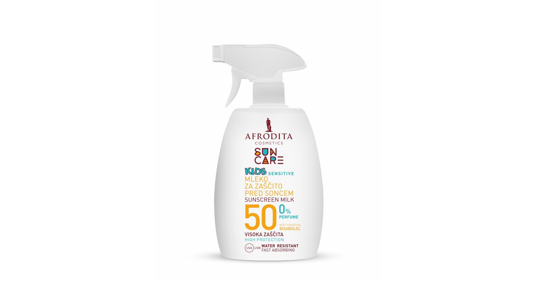 Afrodita SUN CARE Kids Sensitive naptej spray F50 – vízálló